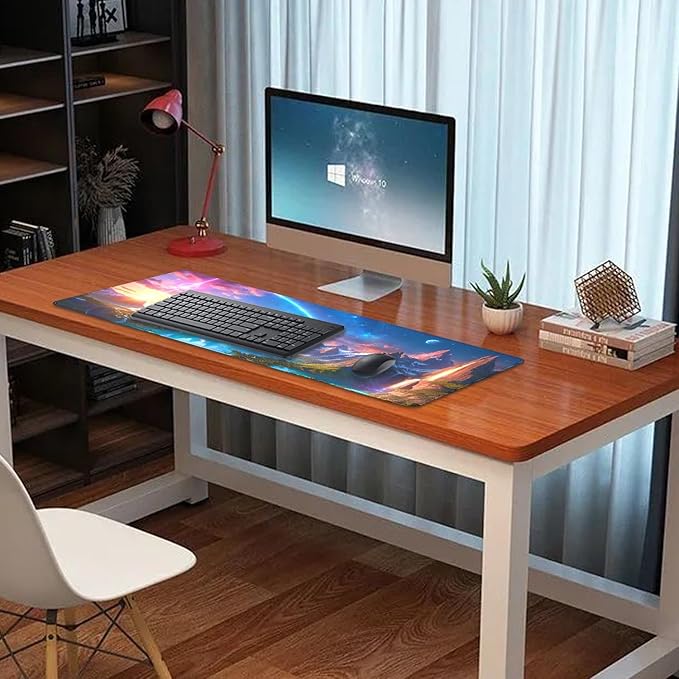 Mountain Starry Sky Desk Pad Mouse Pad,Large XL Mouse Mat with Stitched Edges for Gift,Non-Slip Rubber Base Mousepad for Office PC Keyboard Laptop and Home Work Desk Mat(31.5X11.8 in)
