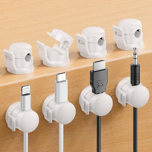 Cable Clips 8 Pack Cord Holder for Nightstand [Cable Smooth Adjustable], Charging Cable Holders for Cords, Adhesive Wire Holder Organize Phone USB Charger Cable for Wall,Car,Desk,Nightstand