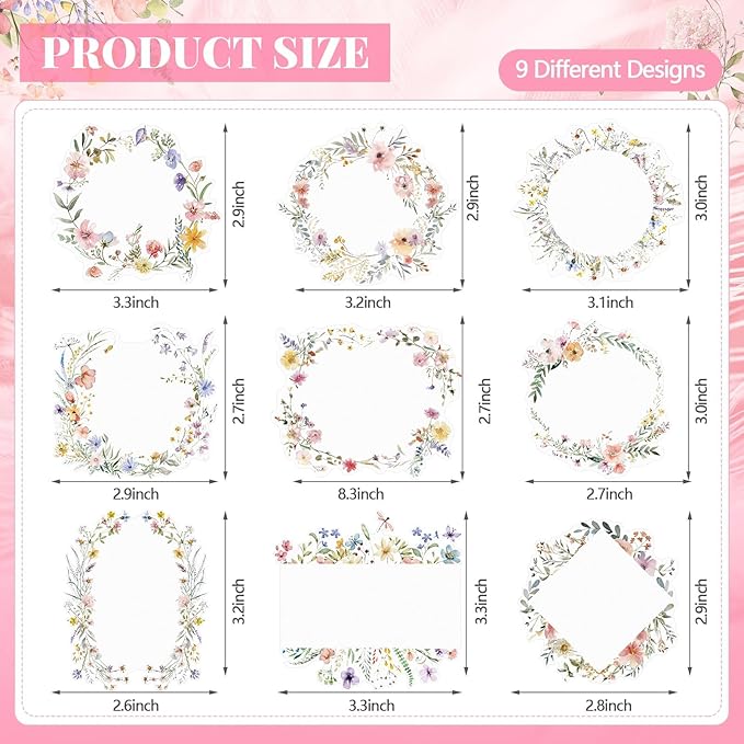 Sabary 90 Pcs Cutout Name Tags Water Bottle Labels Daycare Labels Self Adhesive Name Stickers Gift Tags for Classroom Home Desk Bulletin Board Decoration Party Favor 10 Sheets (Flower)