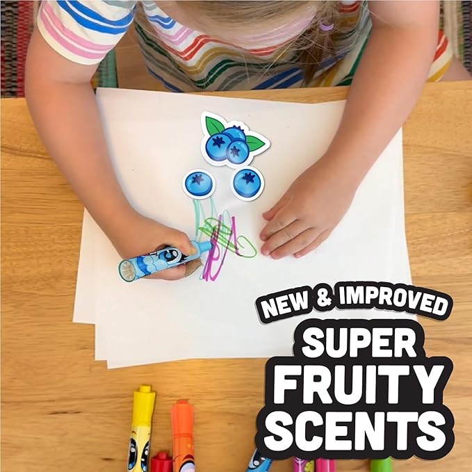 Scentos Fruit Scented Chisel Tip Markers, 24 Pack, Kid Approved, Super Washable, for Posters and Science Fairs, Assorted Colors