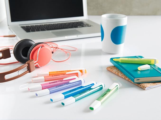 STABILO Highlighter swing cool - Pack of 8 - Assorted Colors - Portable, Clip Closure, Office + School Supplies