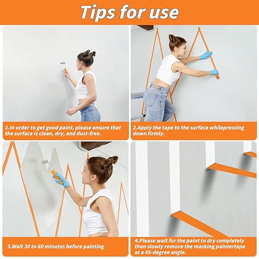 15 Rolls Orange Painters Tape Bulk 1 inch x 825 Yards, Painters Masking Tape No Residue Wall Painting Tape Artist Tape Trim Edge Finishing Tape for Wall Painting Decoration DIY Supplies