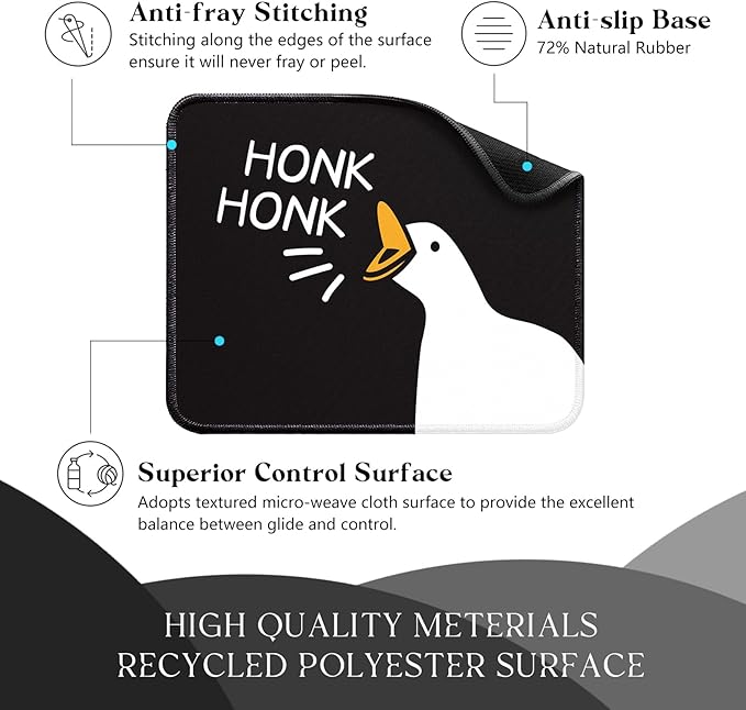 Honk Honk Desk Pad Mat with Stitched Edges and Non-Slip Rubber Base, Premium-Textured Mouse Pad for Laptop, Computer & PC, Gaming & Working, Waterproof Mousepad