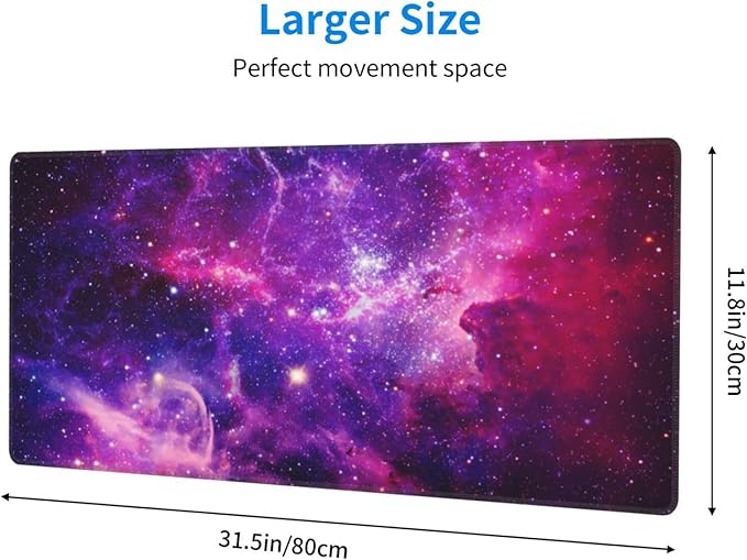 Bursting Galaxy XL Large Mouse Pad with Stitched Edges Long Non-Slip Rubber Base Mousepad Universe Outer Space Laptop Keyboard Mat Desk Pad for Office Home Desk Decor, 31.5" X 11.8"