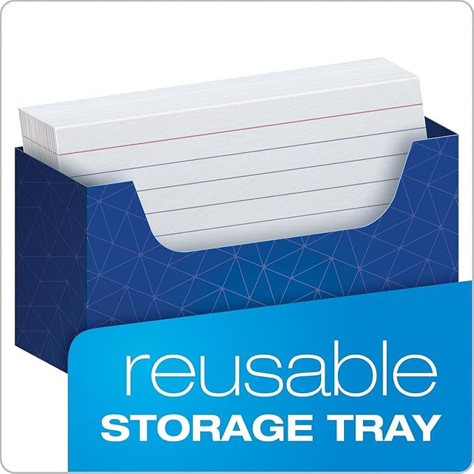Oxford Ruled Index Cards with Reusable Storage Tray, 3” x 5”, Flashcards for School and Studying, Recipes, Note Cards, 10 Packs, 1,800 Total (73168)