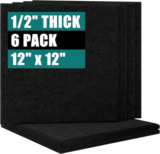 Felt Cork Board for Wall: Extra Large Bulletin Board for Office - 0.5 Inch Thick Corkboard Tiles 6 PCS Black Pin Board Squares Adhesive