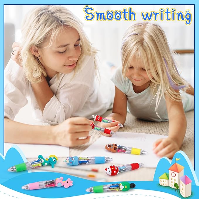 40Pcs Mini Multicolor Pens in One 4-in-1 Cute Pens Bulk for Kids, Ballpoint Pen for Birthdays and Children's Parties, Fun Gifts Assorted Ink Kawaii Pen