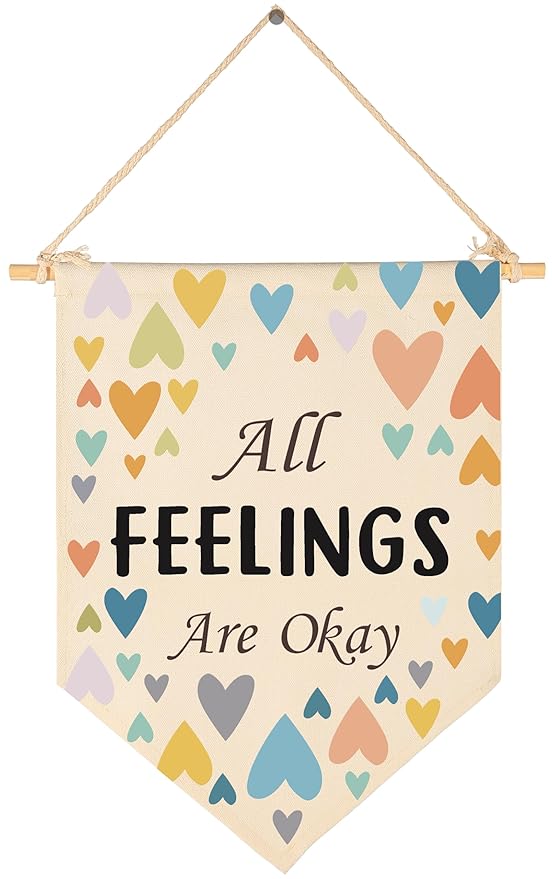 Canvas Banner Flag Sign Pennant Poster Wall Decor Gift for Nursery Classroom Kindergarten Preschool Education Baby Room Reading Room Playroom Teacher Office Kids Girl Boy-Christmas Gift-All Feelings