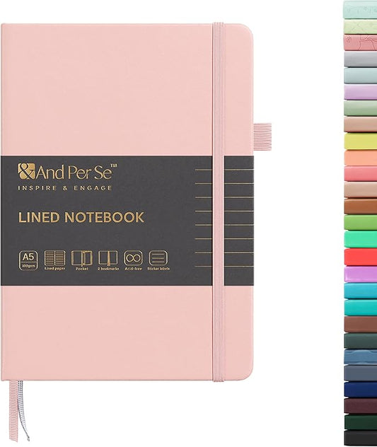 &And Per Se Lined Journal Notebook, 160 Pages, A5 5.7 x 8 inches Hardcover Notebook Journals for Writing, Valentine's Day Gift Journal for Her, Romantic Writing Diary for Women (1 Pack, Pink)