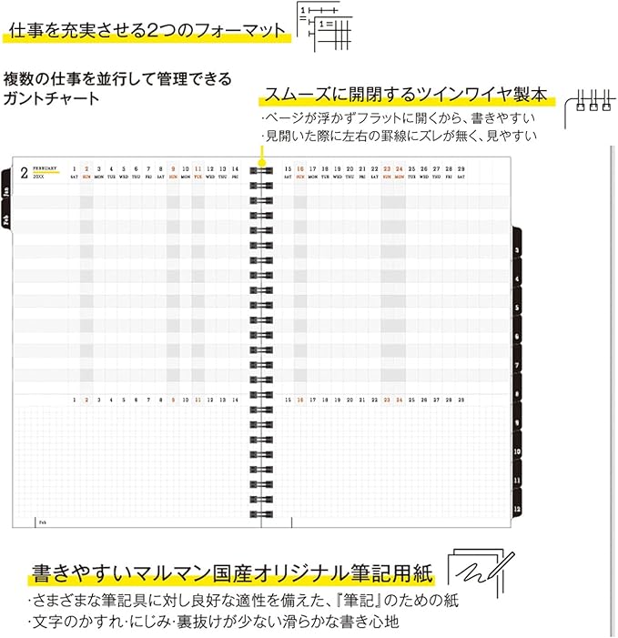 Maruman MNEMOSYNE Monthly Diary 2024, Monthly Planner with Tabs, 8.27 x 5.83 Inches (A5), 1 ea (MND283-24)