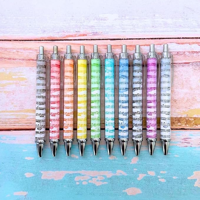 Music Pens 10 PC Unique Musical Party Favor Teacher Gift Romantic Themed Office Supplies Classroom Piano Enthusiasts Musician Cool Stationery Rainbow Vibes Bulk Perfect for Student Journals