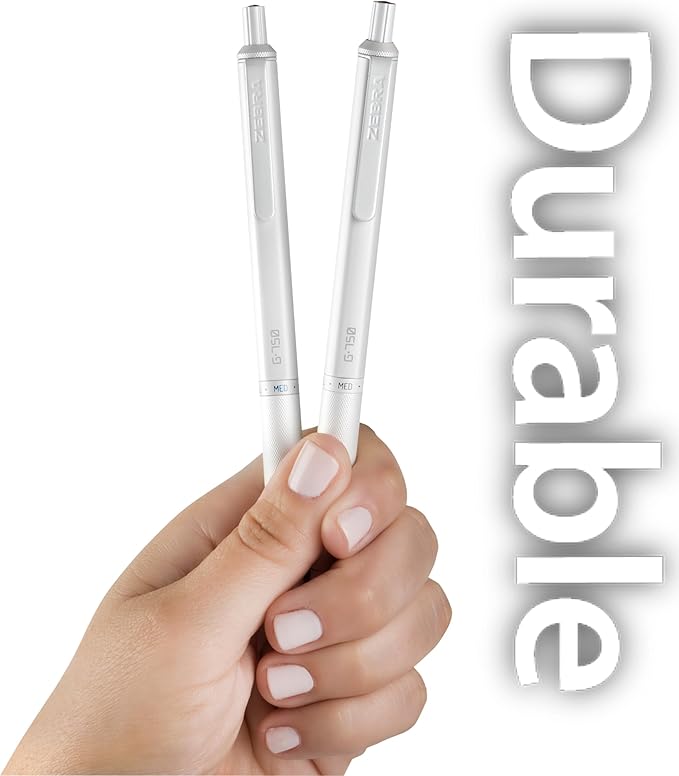 Zebra Pen G-750 Signature Series Retractable Gel Pen 1-Pack with Refills, Black Ink, 0.7mm Medium Point, Pearl White Premium and Durable Brass Barrel, Textured Grip, Rapid Dry Ink (49801)