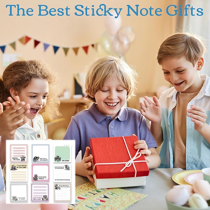 Raccoon Sticky Notes Gifts, 9 Pack Funny Raccoon Notepads 3x3 Inch, Funny Animals Self-Stick Memo Pads, Office School Supplies Gifts for Students Coworkers (450 Sheets)