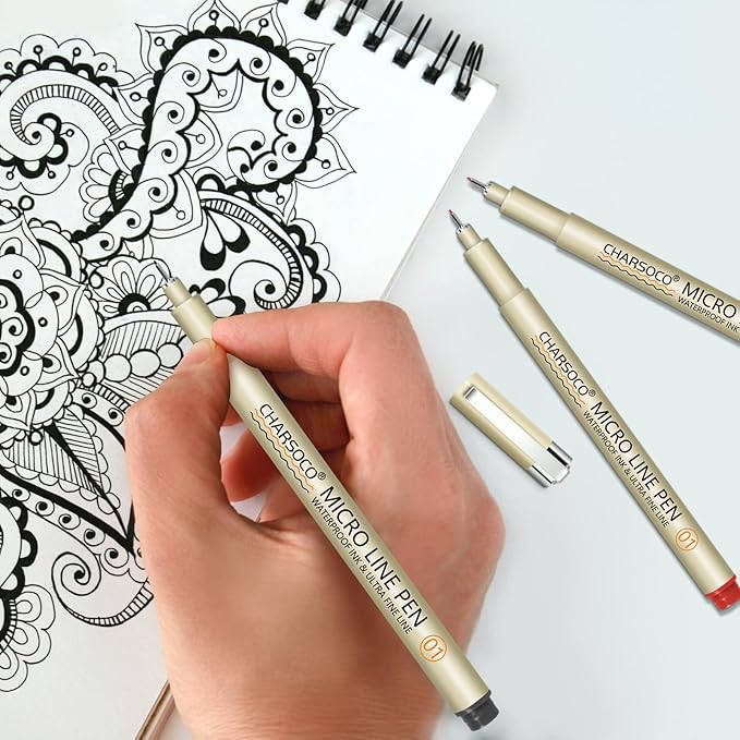 01 Micro Pen, Waterproof Archival Ink, 0.25mm Fineliner Ink Pens for Artist Illustration, Sketching, Anime, Manga, Technical Drawing and Scrapbooking, Fine Point Pen with 24 Colors