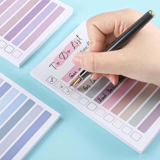 4 Packs to Do List Notepad, 200 Sheets Daily to Do List Sticky Notes 4x6Inches Memo Pad Color Portable Planner for Coworkers Funny Office Gifts, 4 Cute Designs