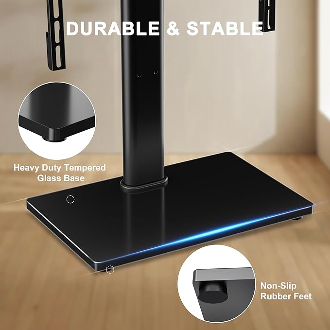 Universal Swivel TV Stand Base Table Top TV Stand for 23-70 Inch TVs 70 Degree Swivel, 6 Height Adjustable Tall Monitor Mount Stand, Max VESA 400x400mm,Holds up to 88lbs TS206
