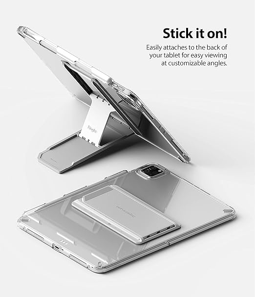 Ringke Outstanding Universal Tablet Stand Spring-Action Kickstand Multi Angle Adhesive Attachment for iPad Tablets, E-Reader, and More - Light Gray