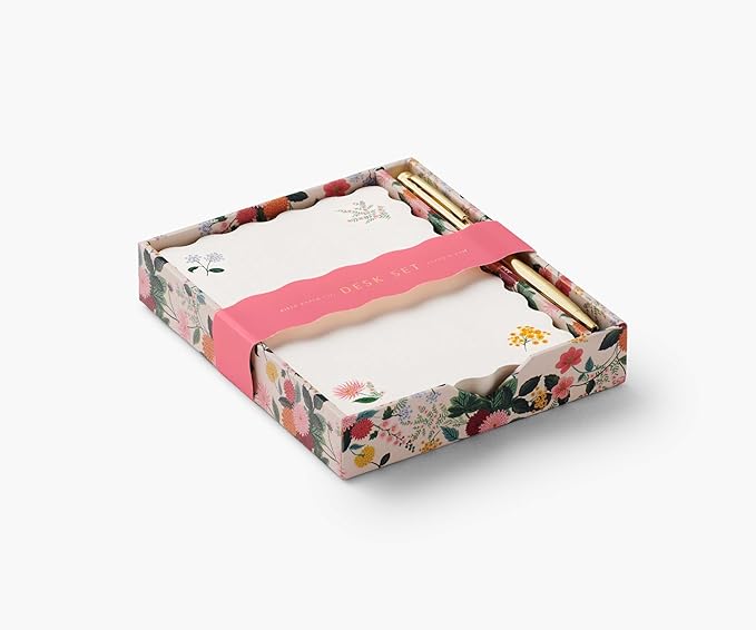 RIFLE PAPER CO. Dahlia Note Writing Set, Take Notes with Style, Everyday Reminders or Special Occasion Use, Add a Pinch of Pinache to any Note Taking Task