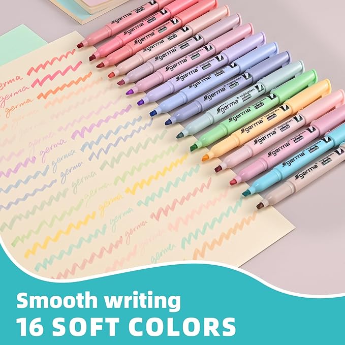 Pastel Highlighters Assorted Colors 16 Pack, 200 transparent sticky tabs, Chisel Tip Cute Aesthetic Highlighters No Bleed, Quick-Drying for Journaling, Bible Study, School Office Supplies
