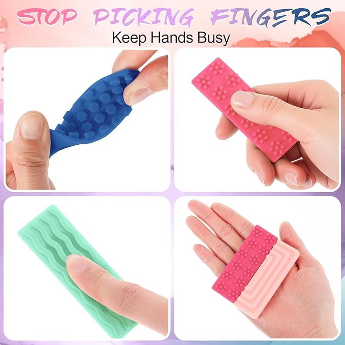 Ireer 6 Pcs Textured Sensory Stickers Silicone Desk Fidget Decals Thick Mental Health Stickers Strips Different Textured Calm Decals Stress Anxiety Relief Items for Adult Autism ADHD Desk Office Gift