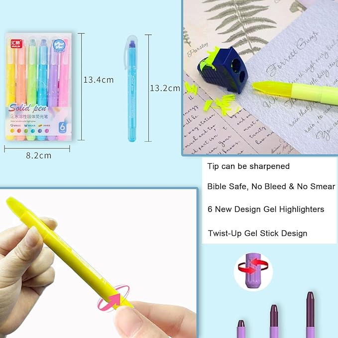 55 Pcs Aesthetic Highlighter and Erasable Pen set,set 6 Bible Highlighters 8Erasable Pens and 40 Refills&Eraser,No Bleed, erasablecolored pens, for Bible Study Journaling Planner Notes School supplies