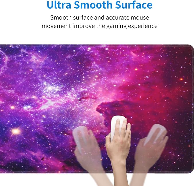 Bursting Galaxy XL Large Mouse Pad with Stitched Edges Long Non-Slip Rubber Base Mousepad Universe Outer Space Laptop Keyboard Mat Desk Pad for Office Home Desk Decor, 31.5" X 11.8"