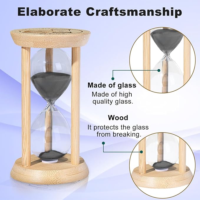 SuLiao Wooden Sand Timer 3 Minute Hourglass, Beech Sand Clock, Small Black Sand Watch 3 Min, Reloj De Arenai Hour Glass Sandglass for Home Office Decorative Game Classroom