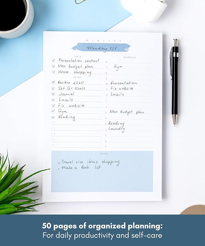 Lamare Daily To Do List Notepad – Daily Planner Undated, Work Planner and Things To Do Notepad for Productivity