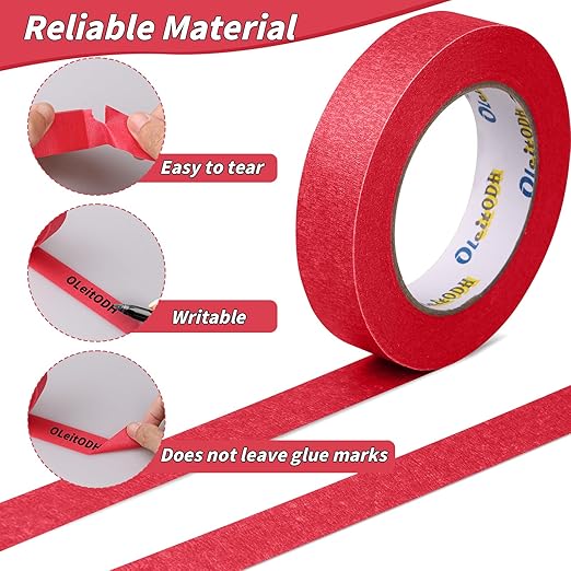 15 Rolls Red Painters Tape Bulk 1 inch x 825 Yards, Painters Masking Tape No Residue Wall Painting Tape Artist Tape Trim Edge Finishing Tape for Wall Painting Decoration DIY Supplies