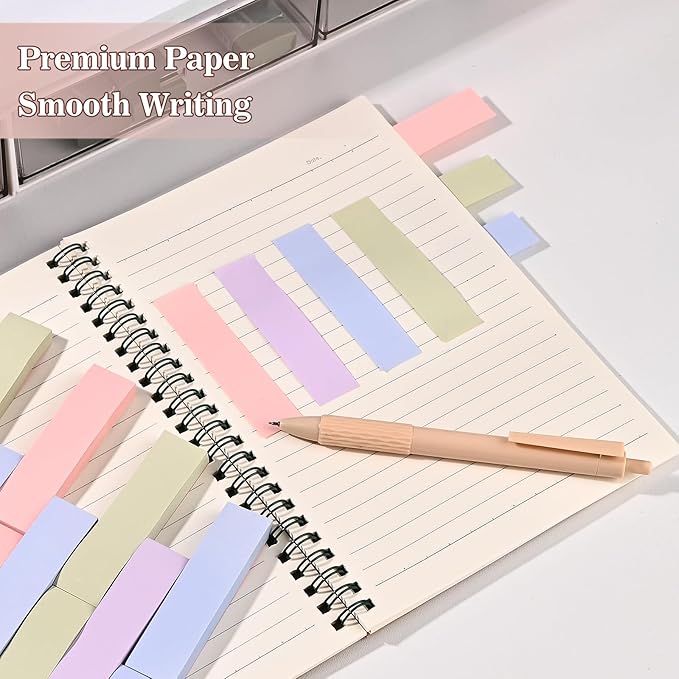 BAYTORY 6 Pads Pastel Index Tabs, Small Sticky Notes, 4 Colors Self-Stick Note Pads, Easy to Post for School Office Notebook (3x0.7 Inch)