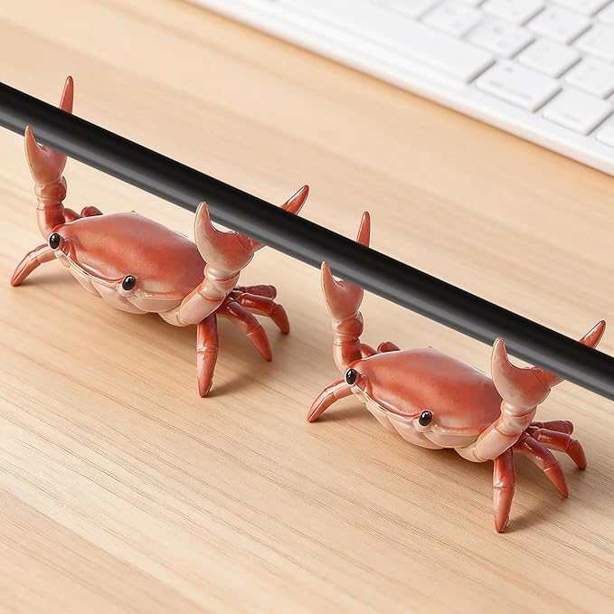 2 Pack Desk Crab Pen Holder, Creative Weightlifting Crab Pencil Stand Holder, Desk Organizers and Accessories, Cute Office Decor for Small Items at Home, School, Studio (Red)