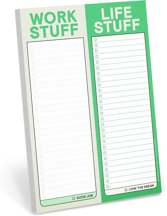 Knock Knock 1-Count Work Stuff Life Stuff Perforated Note Pad, To Do List Planner for Work & Daily Life, 60 Perforated Sheets, 6 x 9-Inches Each