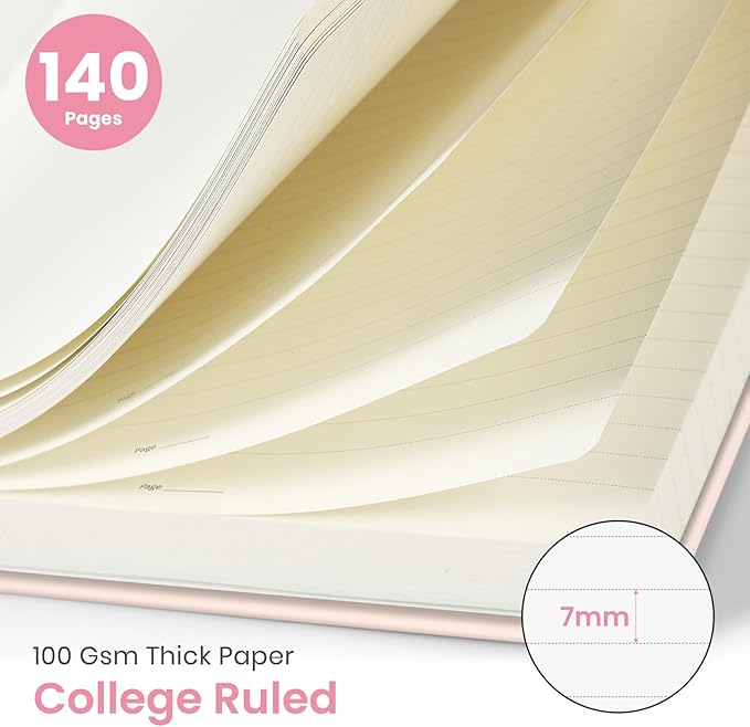 Taja Spiral Journal Notebook for Women, Pretty Hardcover Lined Notebook for Work & Note Taking, Aesthetic Cute Journal for Writing, 140 Pages, 5.8"x8.3", Pink Garden