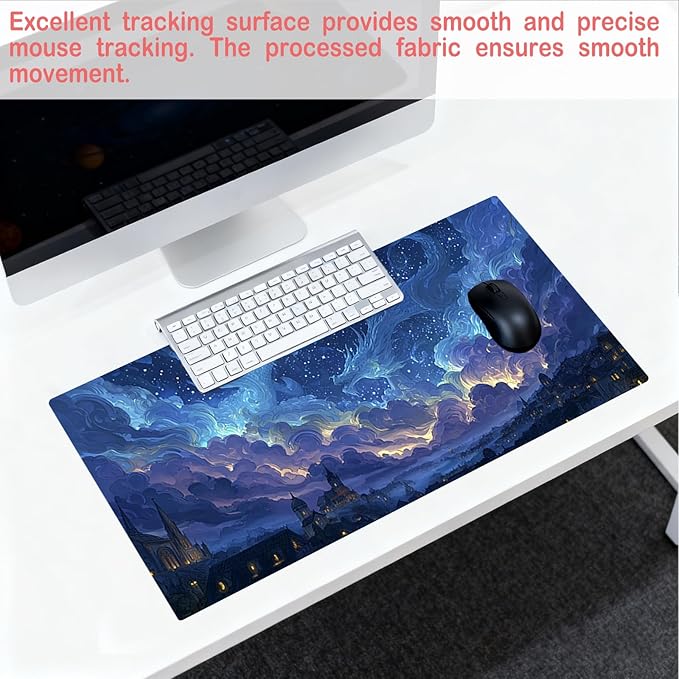 Nuxovilar Dragon Starry Sky Large Mouse Pad Gaming Mouse Pad Polyester 11.8x31.4 Inches for Home, Gaming Room, Office, Mythical Decor for Fantasy Enthusiasts