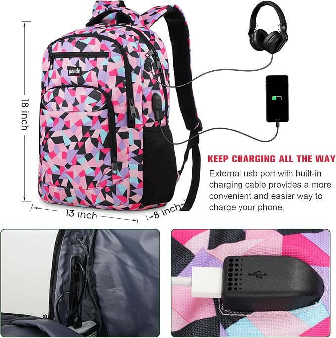 Paude Backpack for Teen Girls & Women - School & Travel Laptop Bookbag for City Trip & Office