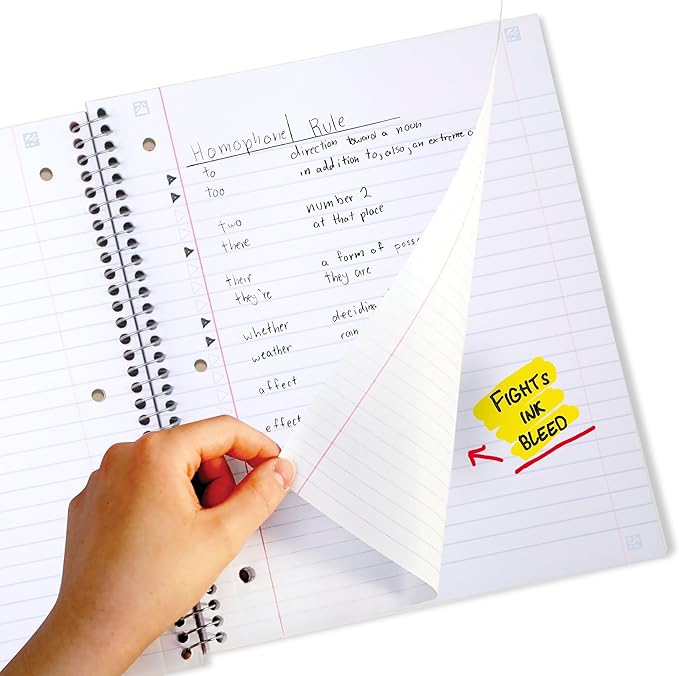 Five Star Spiral Notebook + Study App, 5 Subject, Wide Ruled Paper, 8" x 10-1/2", 200 Sheets, Fights Ink Bleed, Water Resistant Cover, Forest Green (73441)