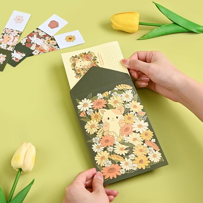 BAYTORY 36Pcs Stationery Paper and Envelopes Set, Cute Animal Patterns Envelope, Love Letter Papers Letter Writing Kit, 18 Paper Sheets + 9 Envelopes (Dog, Rabbit, Cat)