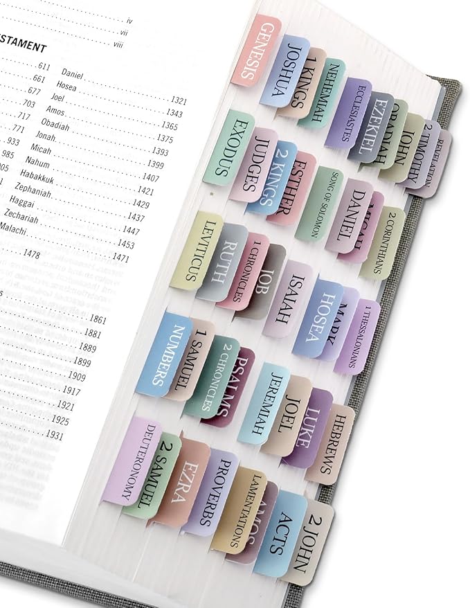 Bible Tabs for Women & Men, Laminated Bible Tabs for Study Bible, Large Print Bible Tabs for Easy Navigation, Bible Index Tabs, 66 Tabs Old & New Testament, Extra 9 Blank Tabs - Macaron