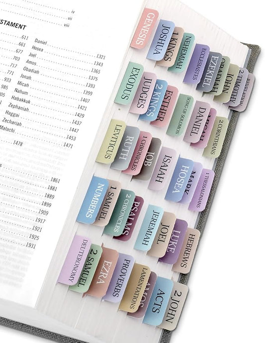 Bible Tabs for Women & Men, Laminated Bible Tabs for Study Bible, Large Print Bible Tabs for Easy Navigation, Bible Index Tabs, 66 Tabs Old & New Testament, Extra 9 Blank Tabs - Macaron