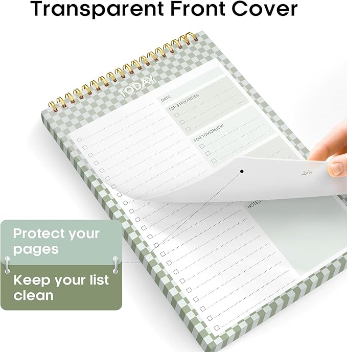 To Do List NotePad, Aesthetic To Do List Notebook for Work With 52 Sheet For Daily Tasks and Goal Setting, Undated Daily Planner Perfect for Office, Home and School Supplies - Mint Checkered