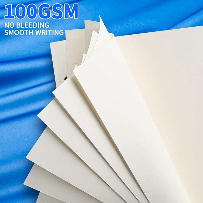 A5 Refillable Paper, A5 Blank Refill Paper, A5 Binder Refills for 6-Ring Binders Planner Traveller Journal Notebook Dairy,Filler Paper Insert, 80 Sheets 160 Pages, Blank