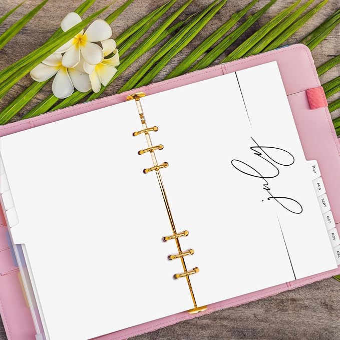 A5 Monthly Binder Index Dividers with Monthly Index Tab, 6 Holes Heavy-Duty Paper Card Dividers for Journals, Binders, Notebooks, Planners 8.2”x5.8”