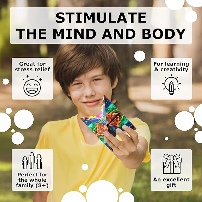Shashibo Octa Shape Shifting Box - STEM Fidget Toy with Ultra Strong Magnets, Perfect Sensory Gift for Kids, Teens, and Adults – Pairs w/All Shashibo Cubes (Infinity)