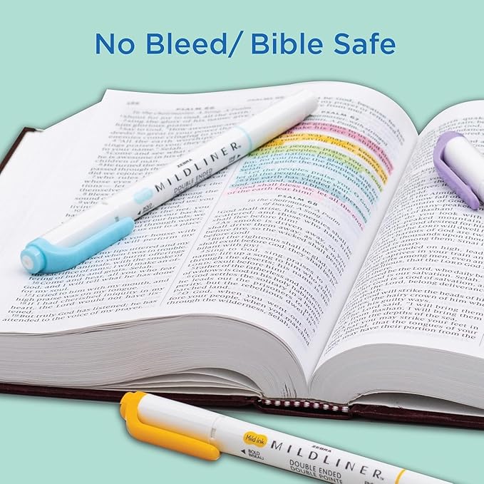 Zebra Pen Mildliner Dual-Tip Highlighters and 2 CLiCKART Markers, No Bleed, Ideal for Bible Highlighting, Journaling, Note-Taking and School Supplies, Neutral Vintage Ink Colors, 10-Pack (78601)
