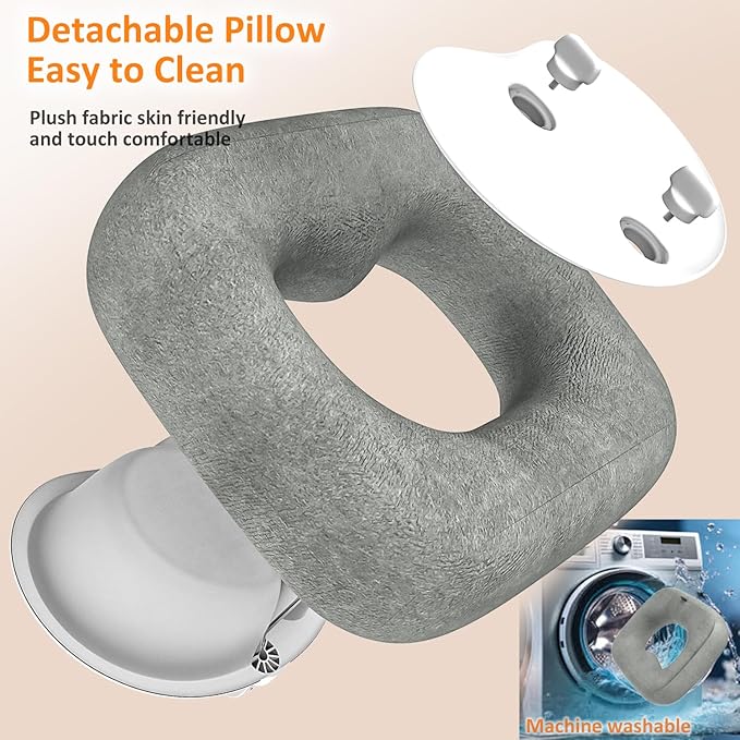 Pillow Tablet Holder Stand, 360°Adjustable Tablet Pillow Mount for Bed Lap Desk [Soft Skin-Friendly Fabric] fit for iPad, Galaxy Tab, Kindle, Fire, Phone, 4-13" (Detachable Washable, Gray)