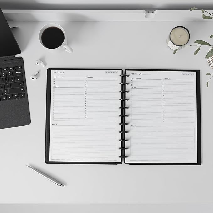 11-Disc Undated Daily Plan Paper Refill, 120 GSM, 50 Sheets (100 Pages/Days), Discbound Pre-Punched Inserts, Loose Leaf, White, 8.5 x 11 Inch, Daily To-Do, Notes, and Scheduling