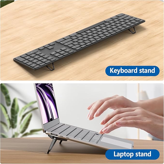 Portable Invisible Laptop Stand, Mini Aluminum Cooling Pad,Computer Keyboard Mount Kickstand,Ergonomic Lightweight Laptop Desk Stand (4pcs(Black))