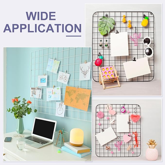 PATIKIL 12x12 in Wall Grid Panel, 6 Pack Wire Grid Panel Shelf Board Metal Gridwall Photo Pictures Display Hanging Organizer Mesh Frame Memo Board for Display DIY Craft Shows Home, Purple