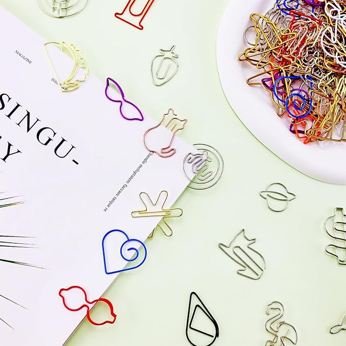 150 Pcs Mixed Cute Paper Clips, Assorted Colors Bookmark Paperclips, Fun Office Supplies Gifts for Students, Kids, Teachers (Random Shaped)