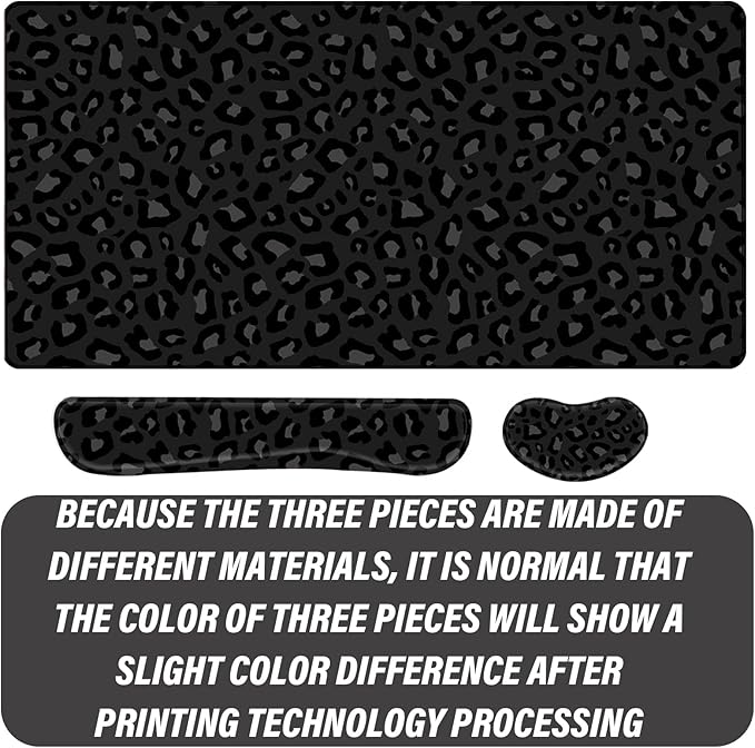 3Pcs Large Gaming Mouse Pad Desk Mat,Keyboard Mouse Wrist Rest Support Set,Extended Laptop Mouse Pad Memory Foam Non-Slip Base for Gamer Home Office(31.5x15.7in)-Black Leopard Cheetah